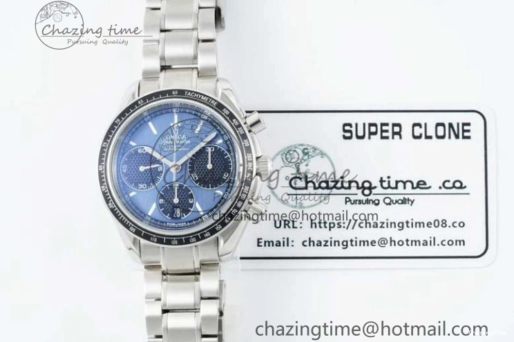 0405 UrbanChic Speedmaster Racing Master SS HKF Best Edition Blue Black Dial on SS Bracelet A 7808